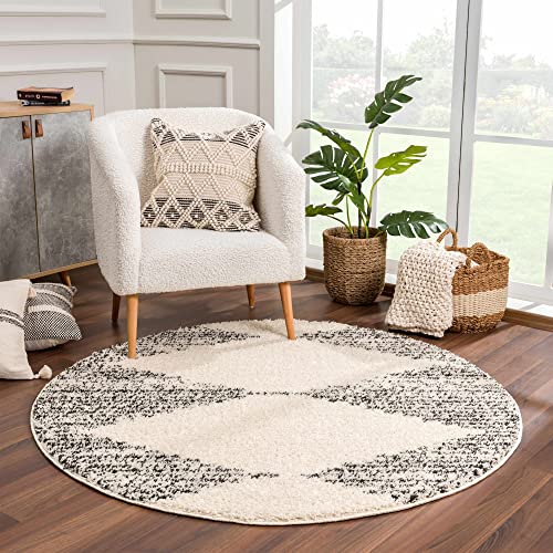 Hauteloom Berber Shag Collection - Howth Farmhouse Entryway, Bedroom, Kitchen Shaggy Runner Rug with Tassel - Fluffy Plush High Pile Carpet - Southwestern Tribal Style - Beige, Black - 2'7" x 7'3" - color: Beige, Black, White / Howth, size: 2'7" x 7'3" (R