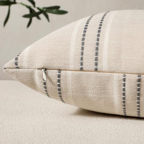 Hckot Decorative Pillow Covers 18x18 Striped Throw Pillow Covers Grey - color: Grey, size: 18" x 18" (Pack of 2)