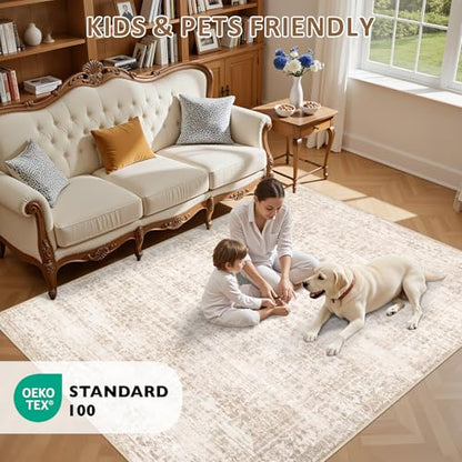 4x6 Area Rugs Living Room: Washable Rug for Bedroom Beige Brown - color: Beige Brown, size: 4' x 6' (Rectangular)