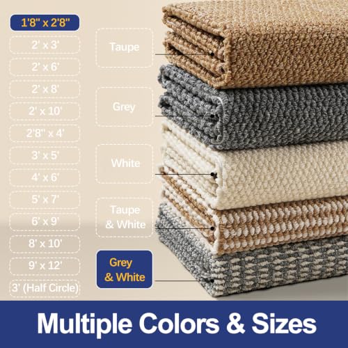 Dirt Trapping Door Mat 20"x32", Grey & White Faux Jute Entryway Rug - color: Grey & White, size: 1'8" x 2'8" (Rectangular)
