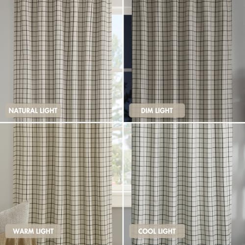 Madison Park Plaid Window Curtain Thermal Insulated, 1 Panel, 50x84 Black - color: Rod Pocket & Back Tab, Black, size: 50"W x 84"L (Pack of 1)