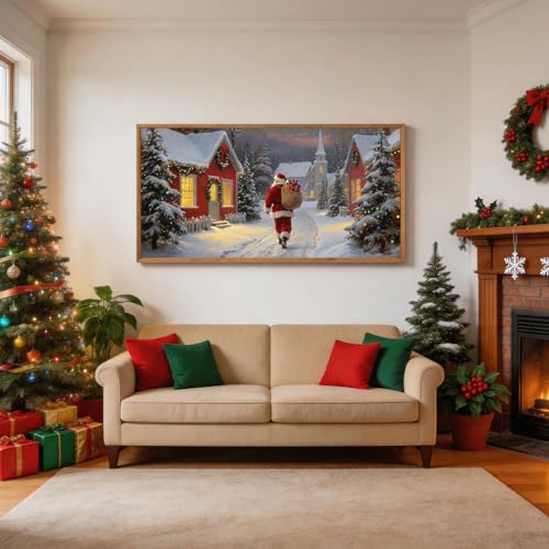 Aurlan Santa Is Coming To Town Framed Wall Art 40x20 Inch - color: Santa Claus is Coming to Town, size: 40"L x 20"W