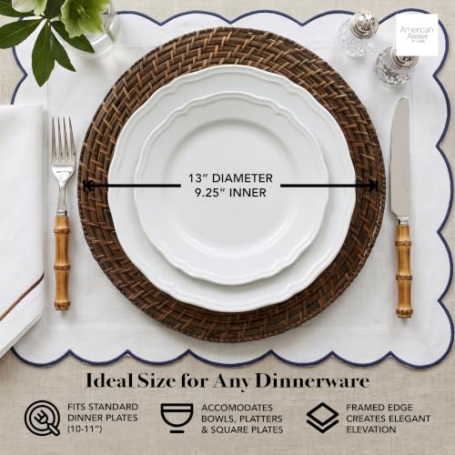 Rattan Plate Chargers, Round Woven, Harvest, Set of 12 - color: Brick Brown, size: 12 Pack
