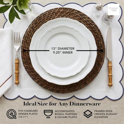 Rattan Plate Chargers, Round Woven, Harvest, Set of 12 - color: Brick Brown, size: 12 Pack