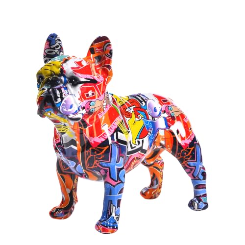 French Bulldog Statue Sculpture Modern Graffiti Dog Home Decor Figurine - color: C1