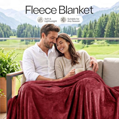 Soft Fleece Blanket for Bed Queen Size Burgundy (90x90 Inch) - color: Burgundy, size: Queen (90x90 Inch)