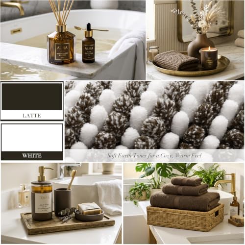 BSICPRO Bathroom Rugs Sets 2 Piece, Non Slip Striped Bath Mats, Latte - color: Latte, size: 20" x 32" Plus 16" x 24"