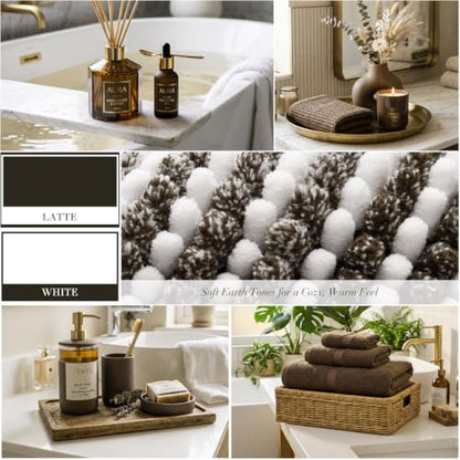 BSICPRO Bathroom Rugs Sets 2 Piece, Non Slip Striped Bath Mats, Latte - color: Latte, size: 20" x 32" Plus 16" x 24"