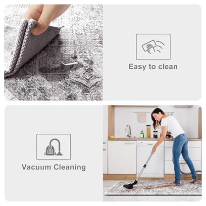 KIMODE Anti Fatigue Kitchen Mats, 2 PCS Cushioned Kitchen Rugs and Mats - color: Grey/Multi, size: 47"L x 17.3"W x 0.47"Th + 29"L x 17.3"W x 0.47"Th