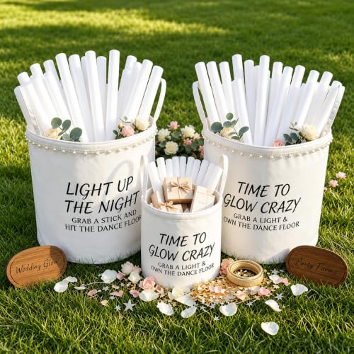 3 Pcs Wedding Baskets with Handles, 15.7in Large & 11.8in Medium Pearl-Trim Felt Baskets | Storage Baskets for Glow Sticks, Flip Flops, Blankets & Favors for Wedding Reception