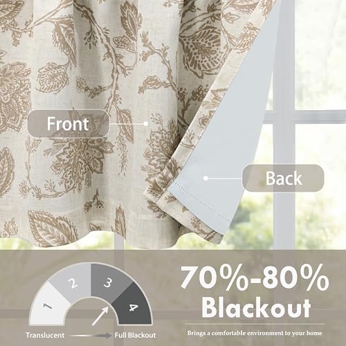 DriftAway Freda Jacobean Floral Linen Blend Blackout Thermal Insulated Energy Saving Privacy Window Linen Curtain Valance Rod Pocket 2 Layers Single 52 Inch by 14 Inch Plus 2 Inch Header Taupe - color: Taupe, size: 52"W x 14"L (Pack of 1)