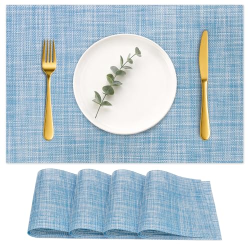 HOOMIL Placemats Set of 4, Heat Resistant, Sky Blue - color: Sky Blue, size: Set of 4