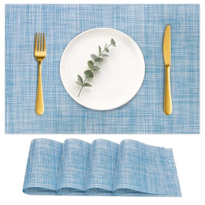 HOOMIL Placemats Set of 4, Heat Resistant, Sky Blue - color: Sky Blue, size: Set of 4