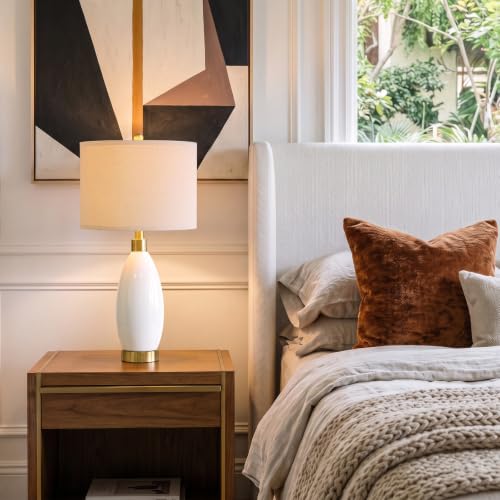 USumkky 24'' Ceramic Table Lamps Set of 2 for Bedroom Living Room White - color: 24" White-2 Pack