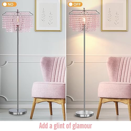 Luvkczc Pink Crystal Floor Lamp, 64" Tall Standing Lamps - color: Pink