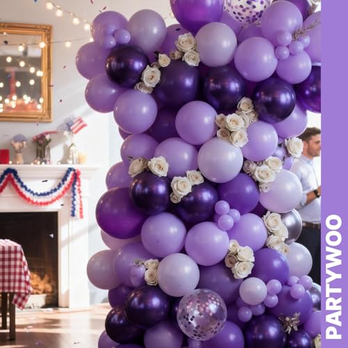 PartyWoo Purple Balloons 66pcs 12 Inch Light Purple Lilac Lavender Balloons - color: Purple-3318