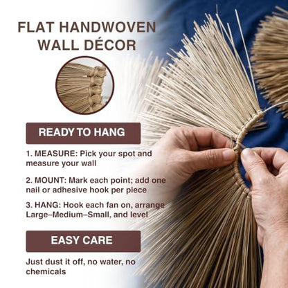 Chicvillage Handmade Wall Basket Set For Boho Decor (Set 3-Piece Sunshine)