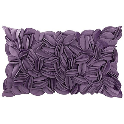 KINGROSE Hand Crafted Stereo Flower Throw Pillow Cover Rectangular Cushion Cover Soft Pillow Case for Sofa Couch Chair Bed Living Room Office 12 x 20 Inches Velvet Purple - color: Purple - Velvet