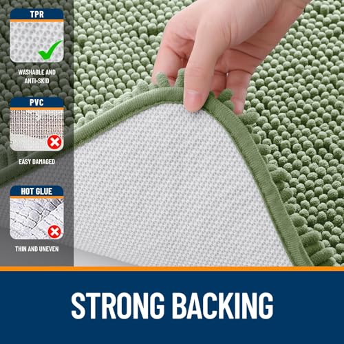 OLANLY Toilet Rugs U-Shaped 20x20, Soft Absorbent Chenille Contour Rugs - color: Sage Green, size: 20" X 20" Contour Rug