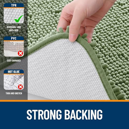 OLANLY Toilet Rugs U-Shaped 20x20, Soft Absorbent Chenille Contour Rugs - color: Sage Green, size: 20" X 20" Contour Rug