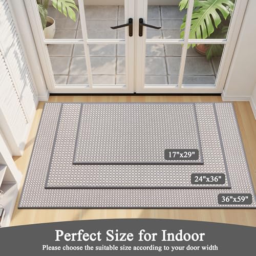 U'Artlines Front Door Mat 17"x29",Indoor Outdoor Floor Mats, Grey - color: Grey, size: 17"x29"