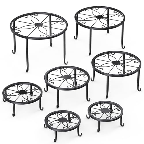 7-Pack Heavy-Duty Metal Plant Stands, Anti-Rust for Indoor/Outdoor