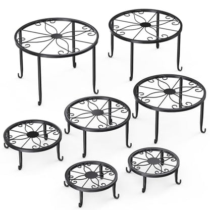 7-Pack Heavy-Duty Metal Plant Stands, Anti-Rust for Indoor/Outdoor