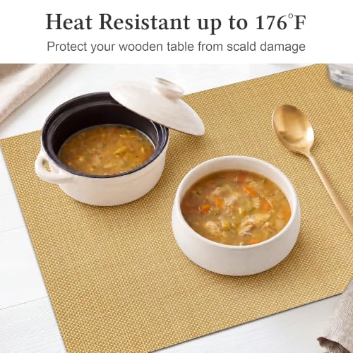 HOOMIL Placemats Set of 6, Heat Resistant, Gold - color: Gold, size: Set of 6
