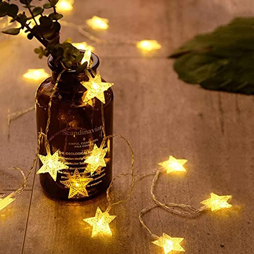 ANJAYLIA 20 LED Star Lights, 10FT Battery Operated Fairy Light, Warm White - color: Warm White 10 FT