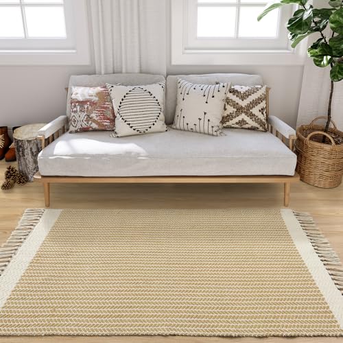 Lahome Boho Bathroom Rugs, 3x5 Washable Area Rug for Bedroom - color: Khaki, size: 3' x 5' (Rectangular)