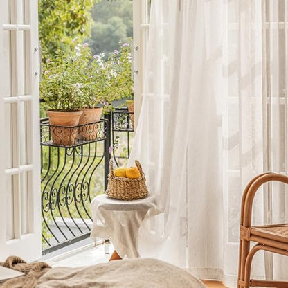 Flax Linen White Sheer Curtains for Living Room Bedroom Natural 52x108" 2pc - color: Off White ( Flax Linen Blend- Oatmeal Shade ), size: 52"W x 108"L (Pack of 2)