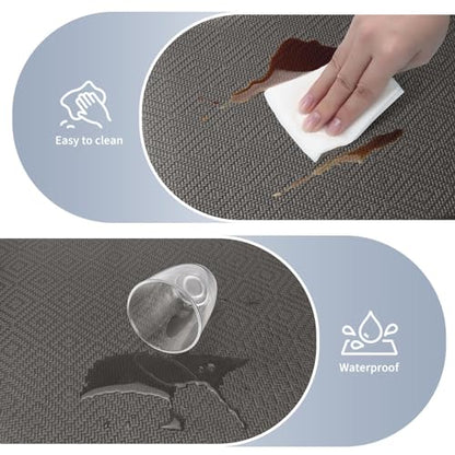 Kitchen Mat 2PCS Kitchen Rugs Cushioned Anti-Fatigue Rug Standing Desk Mat - color: Dark Grey, size: 47"L x 17.3"W x 0.4"Th