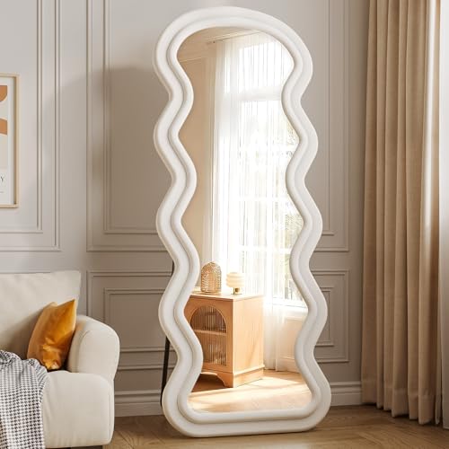 Full Length Mirror, 63"x24" Wavy Full Body Mirror Flannel - color: Wavy-white, size: 63"L x 24"W