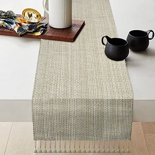 Urban Villa Two Tone Table Runner Cotton Quality 14x72 Egg Shell - color: Egg Shell, size: 14" x 72"