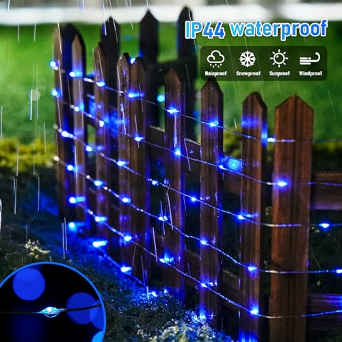 JMEXSUSS 200 LED Blue Fairy Lights Plug in, 66 ft Christmas Twinkle Lights - color: Blue, size: 66FT 200LED