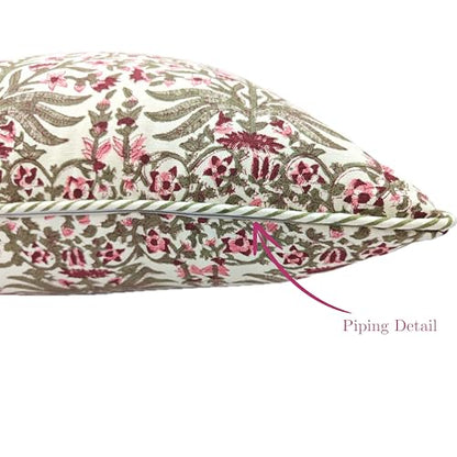 ATOSII Cotton Blockprint Throw Pillow Cover, Nargis Pink, Set of 2, 18 X 18 - color: Nargis Pink, size: 18" x 18" (Pack of 2)