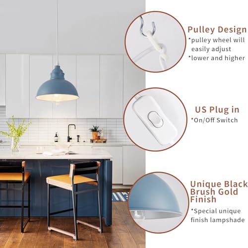 Plug in Pendant Light, 15FT Hanging Lights, On/Off Switch - color: Blue
