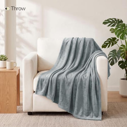Soft Fleece Blanket for Bed Throw Size Cool Grey (50x60 Inch) - color: Cool Grey, size: Throw (50x60 Inch)