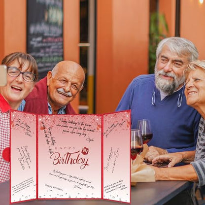 Crenics Red Happy Birthday Guest Signature Book Alternative 18" x 12" - color: Red