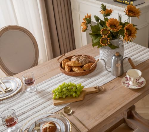 Caflife Light Khaki and Beige Woven Rustic Boho Table Runner 60 Inchs Long - color: Light Khaki, size: 13x60Inch