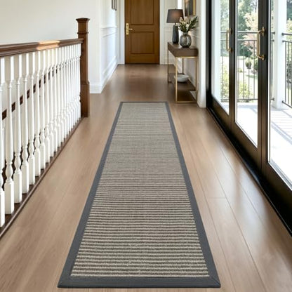 DEXI Jute Runner Rug 2'4''x10', Rug Runners for Hallways, Natural/Grey - color: Natural/Grey, size: 2'4" x 10' (Runner)
