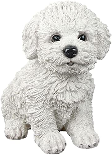 Dog Figurine Resin Dog Statue Animals Sculpture for Home Farm House Living Room Porch Decor - White