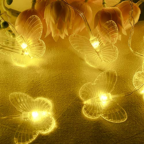 Butterfly Curtain Fairy Lights USB Plug in,8 Modes 120 LED 19.7FT Firefly Twinkle Timer String Lights with Remote, Waterproof Copper Wire for Bedroom Patio Christmas Wedding Party Dorm(Warm White) - color: Warm White