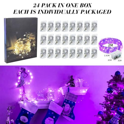 ZGWJ 24 Pack Purple Fairy Lights, Mini String Lights - color: Purple, size: 24P