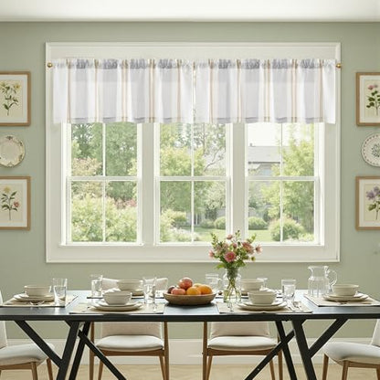 jinchan Linen Pencil Stripe Valances for Window 16 inch,Taupe Grey,1 Panel - color: Pencil Stripe | Taupe Grey, size: 50"W x 16"L (Pack of 1)