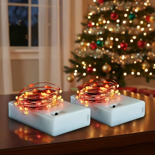 QBIS Halloween Lights, 40 LEDs, Red Orange Yellow, Battery Operated, 2 Pack - size: 40