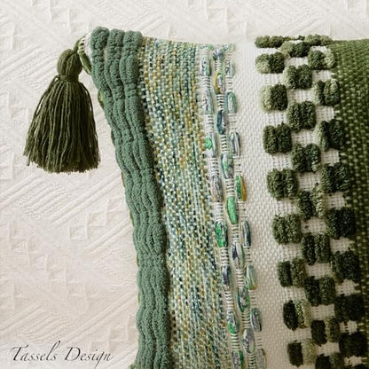Kevin Textile Boho Tufted 14x36 Inch Lumbar Pillow Cover 1 Pack, Green - color: Green, size: 36" x 14" (Pack of 1)
