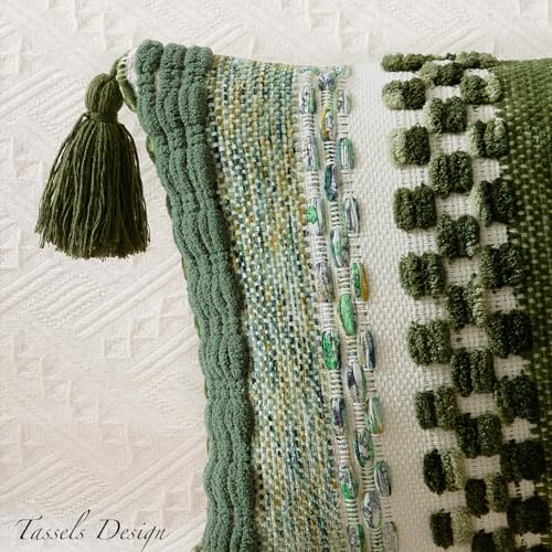 Kevin Textile Boho Tufted 18x18 Inch Pillow Cover 1 Pack, Green - color: Green, size: 18" x 18" (Pack of 1)