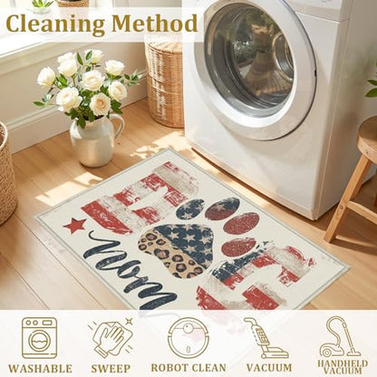 American Flag Dog Mom Bath Mat Rug, Dog Lover Door Mat Doormat Entrance Non-Slip Bathroom Rugs for Entryway Bathroom Kitchen 17 x 30 Inch - color: American Flag Dog Mom