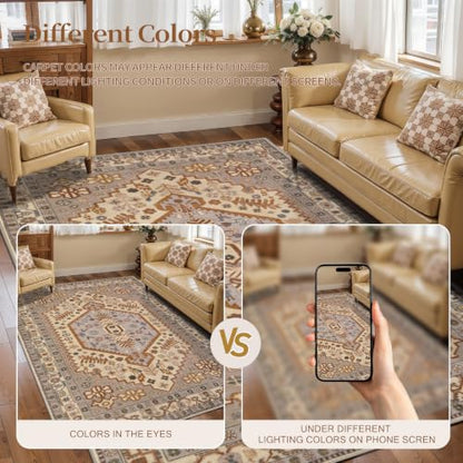 Ciicool 2x3ft Small Area Rug,Washable Boho Thin Mat for Entryway Kitchen - color: Taupe/Multi, size: 2' X 3' (Rectangular)